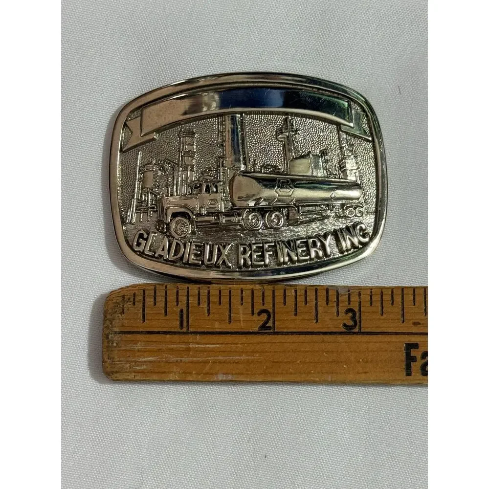 Vintage 1981 OC Tanner Solid Brass Gladieux Refinery Belt Buckle Salt Lake City